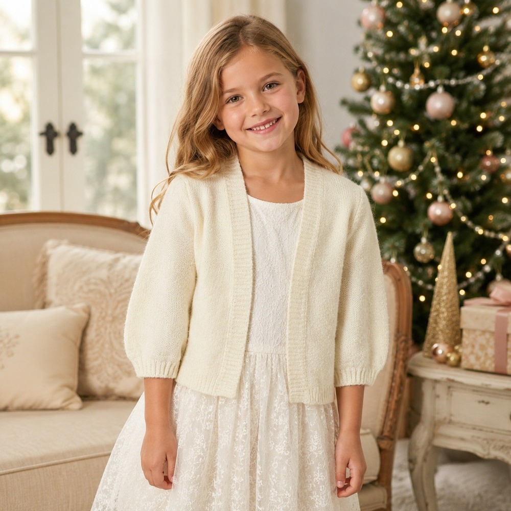 Gymboree Girls S 5-6 Ivory Open Front Cardigan Sweater Wool Blend 2018